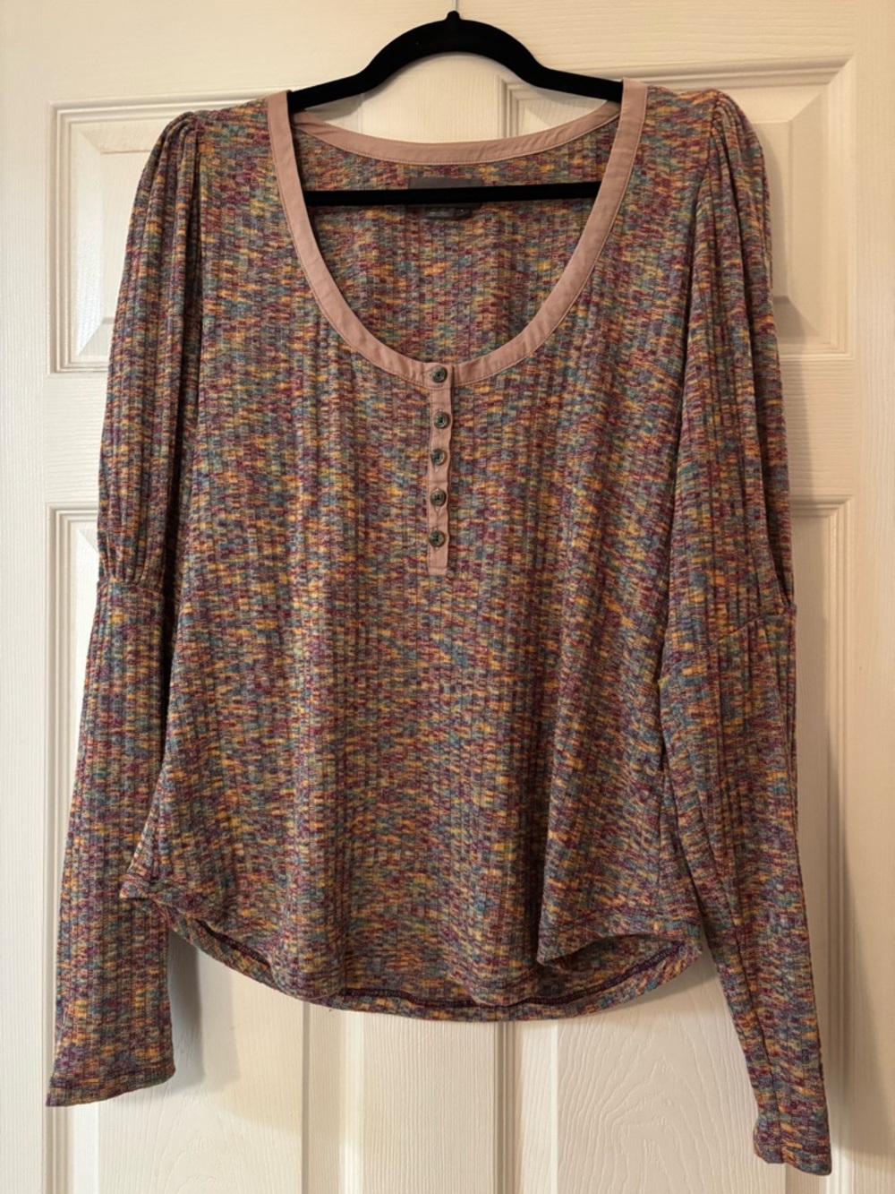 by Anthropologie Multicolor Top Puff Long - size Large